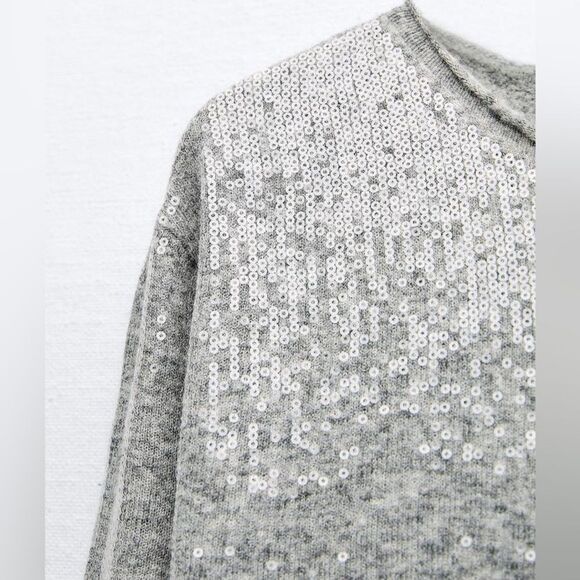 ZARA SEQUINED KNIT SWEATER - Picture 8 of 8